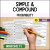 Finding the Probability of Simple and Compound events Worksheets